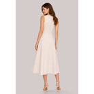 Women's ivory asymmetric pleated ruffle cascade midi dress – view 4