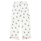 Women's white mistletoe print bamboo piped button-up pajama set – view 2