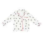 Women's white mistletoe print bamboo piped button-up pajama set – view 3
