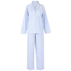 Women's blue stripe cotton poplin button-up pajama set