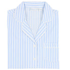Women's blue stripe cotton poplin button-up pajama set – view 3