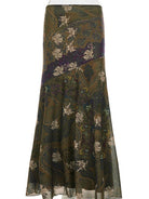 Women's Brown Floral Patterned Flowing Midi Skirt - view 5