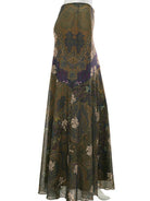 Women's Brown Floral Patterned Flowing Midi Skirt - view 6