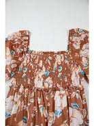 Women's Brown Floral Shirred Square-Neck Tiered Maxi Dress - view 4