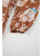 Women's Brown Floral Shirred Square-Neck Tiered Maxi Dress - view 5