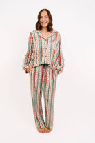 Women's Christmas Cheer print bamboo button-up pajama set