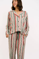 Women's Christmas Cheer print bamboo button-up pajama set