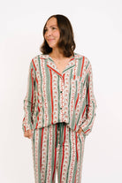 Women's Christmas Cheer print bamboo button-up pajama set