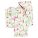 Women's green and red Christmas print cotton poplin pajama set