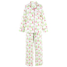 Women's green and red Christmas print cotton poplin pajama set – view 2