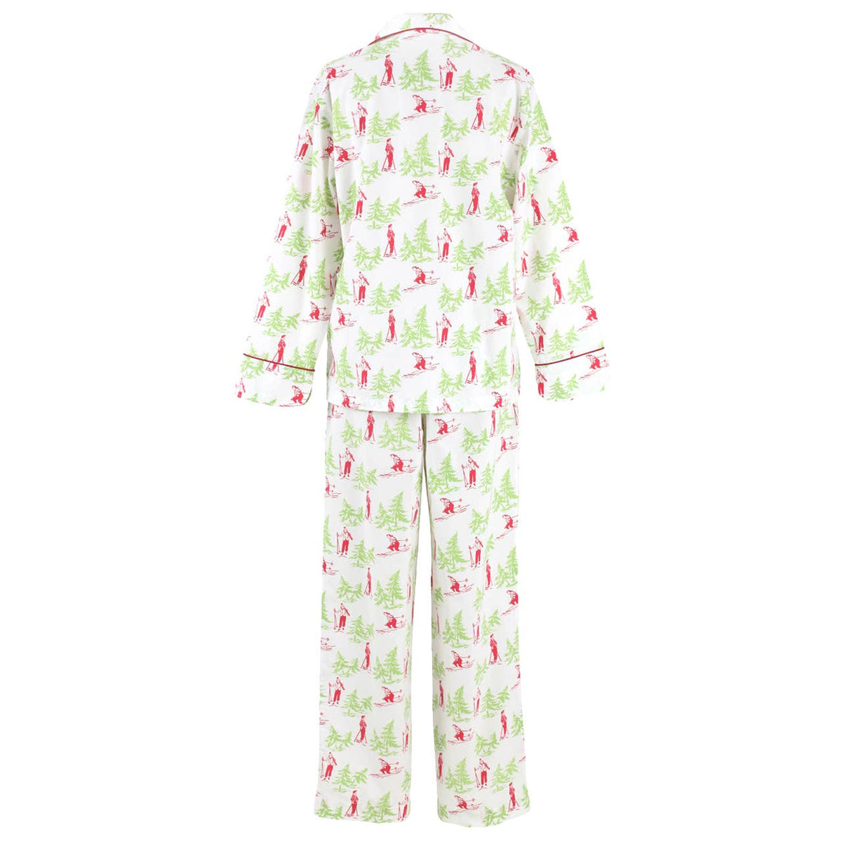 Women's green and red Christmas print cotton poplin pajama set – view 3