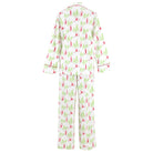 Women's green and red Christmas print cotton poplin pajama set – view 3