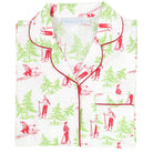 Women's green and red Christmas print cotton poplin pajama set – view 4