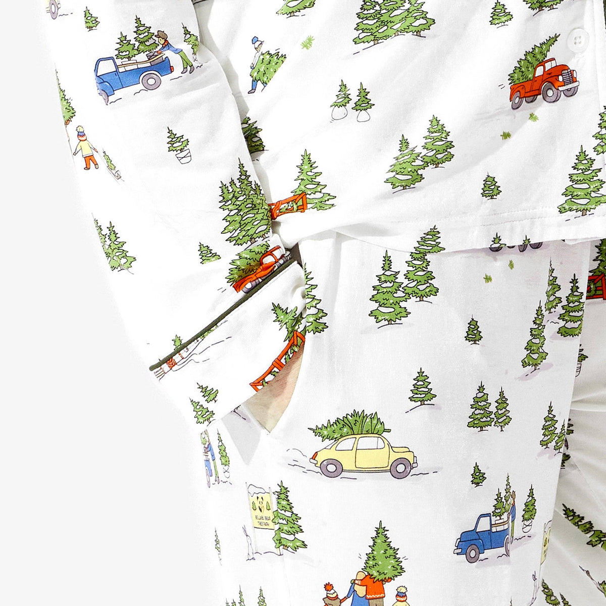 Women's Christmas tree print bamboo button-up pajama set