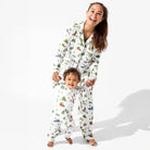 Women's Christmas tree print bamboo button-up pajama set