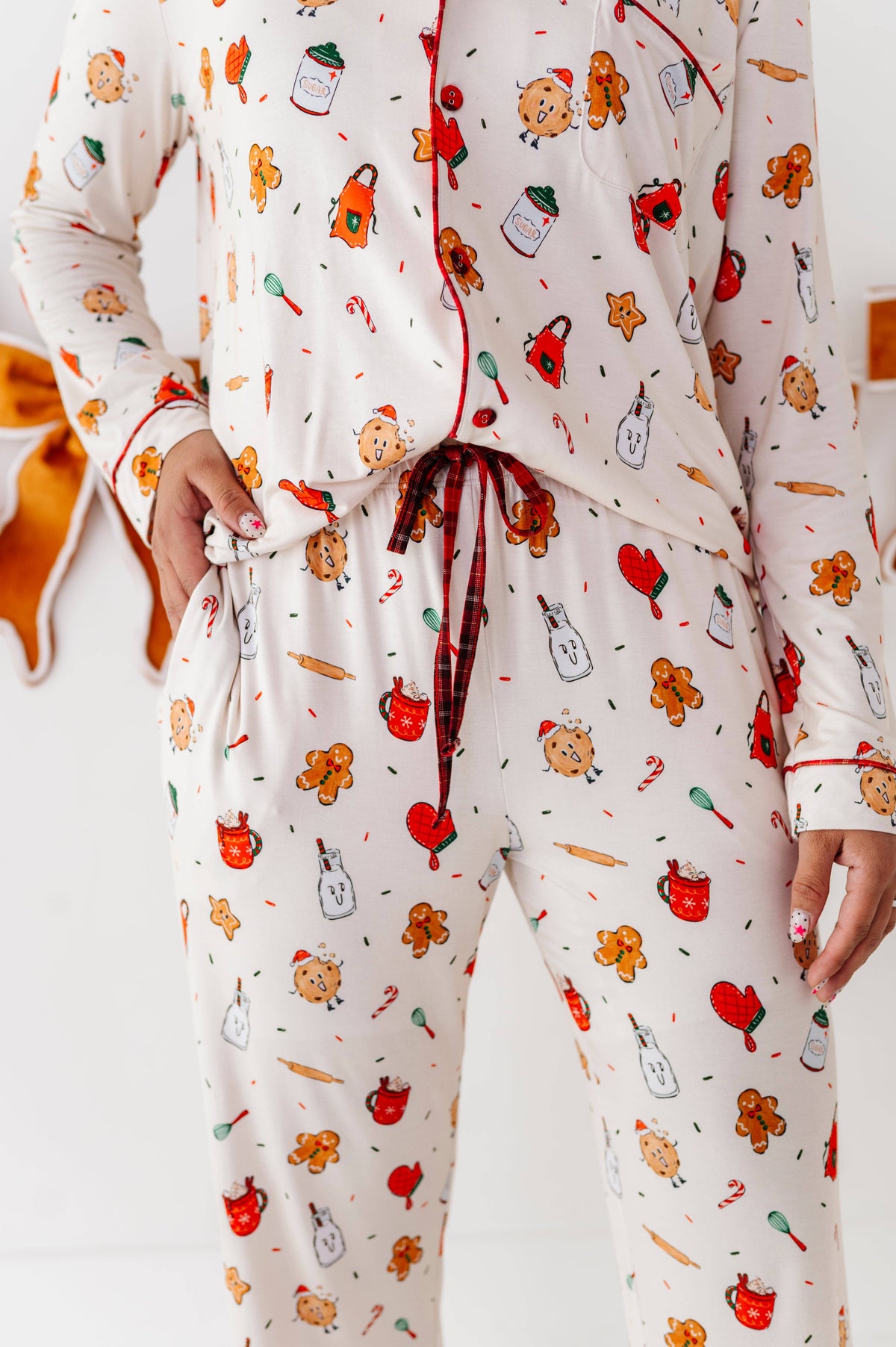 Women's cookie print bamboo button-down lounge pajama set