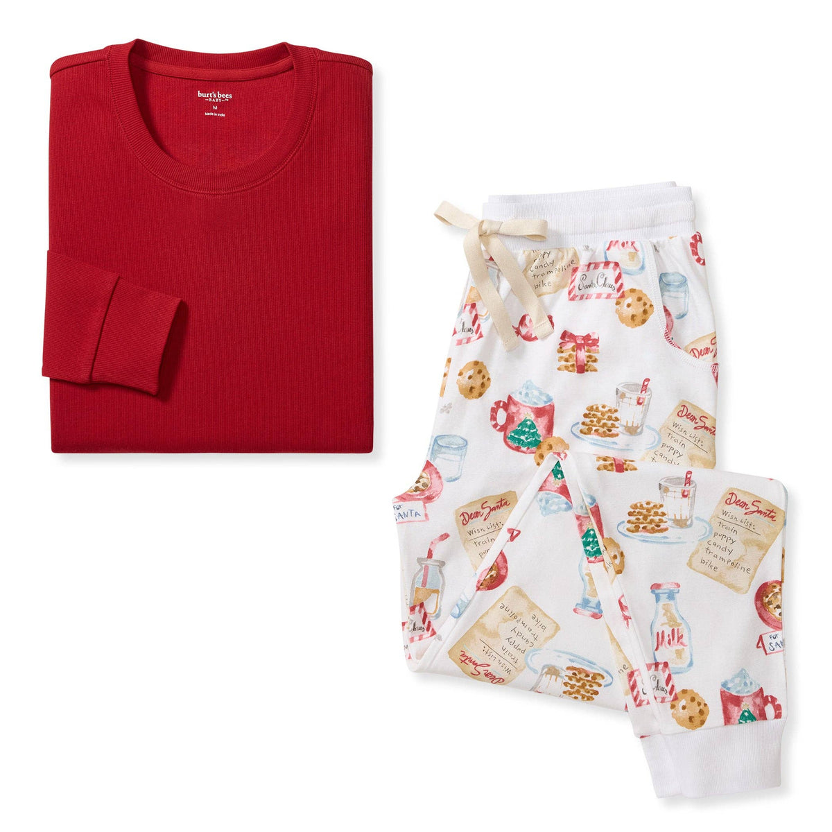 Women's Cookies for Santa watercolor print organic cotton pajama set