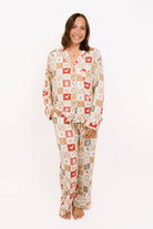 Women's Country Christmas print bamboo button-up pajama set