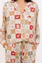 Women's Country Christmas print bamboo button-up pajama set