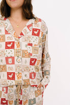 Women's Country Christmas print bamboo button-up pajama set