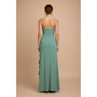 Women's pearl and seafoam cowl neck ruched ruffle slit maxi dress – view 3