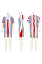 Women's red short sleeve knit mini dress
