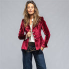 Women's black cropped velvet tailored blazer – alternate view