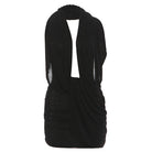 Women's red deep V halter backless bodycon mini dress