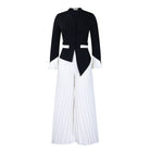 Women's black flare sleeve top and wide leg pants set
