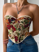Women's Floral Lace-Trim Strapless Corset Top - front view