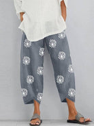 Women's floral print loose pocket trousers