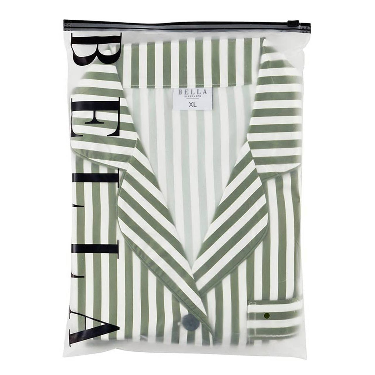 Women's green stripe satin long sleeve pajama set – view 4