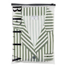 Women's green stripe satin long sleeve pajama set – view 4