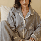 Women's grey pinstripe brushed cotton flannel pajama set