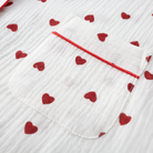Women's white heart print cotton gauze pajama set – view 3