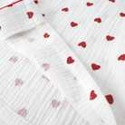 Women's white heart print cotton gauze pajama set – view 4
