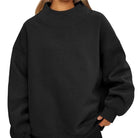 Women's coffee brown high neck lightweight relaxed sweatshirt – detail view