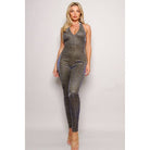 Women's black holographic sequin halter open back jumpsuit