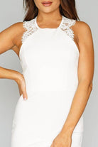 Women's white lace trim sleeveless bodycon mini dress – view 2
