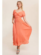 Women's Lavender Chiffon Ruched Pleated Maxi Dress - view 2
