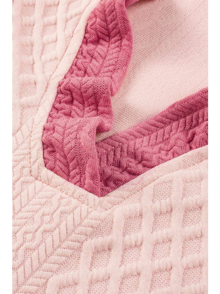 Women's Light Pink Textured Puff-Sleeve Ruffle Mini Dress - view 4