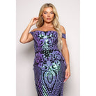 Women's purple off-shoulder sequin sweetheart maxi gown