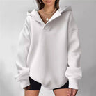 Women's oversized purple solid hooded pullover sweatshirt – alternate view