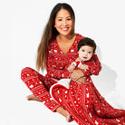 Women's red Fair Isle print bamboo jogger pajama set