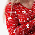 Women's red Fair Isle print bamboo jogger pajama set