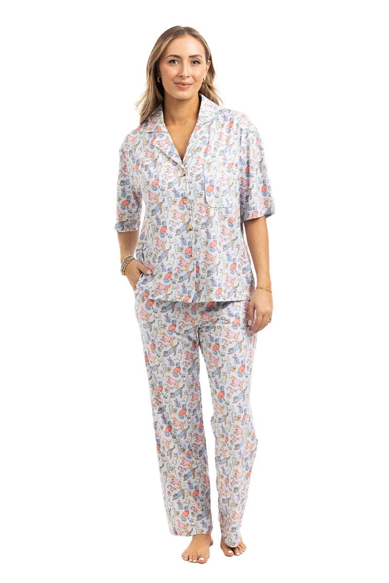 Women's light blue posh pets print matching pajama set – view 4