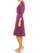 Women's Purple Three-Quarter Sleeve A-Line Midi Dress - view 2