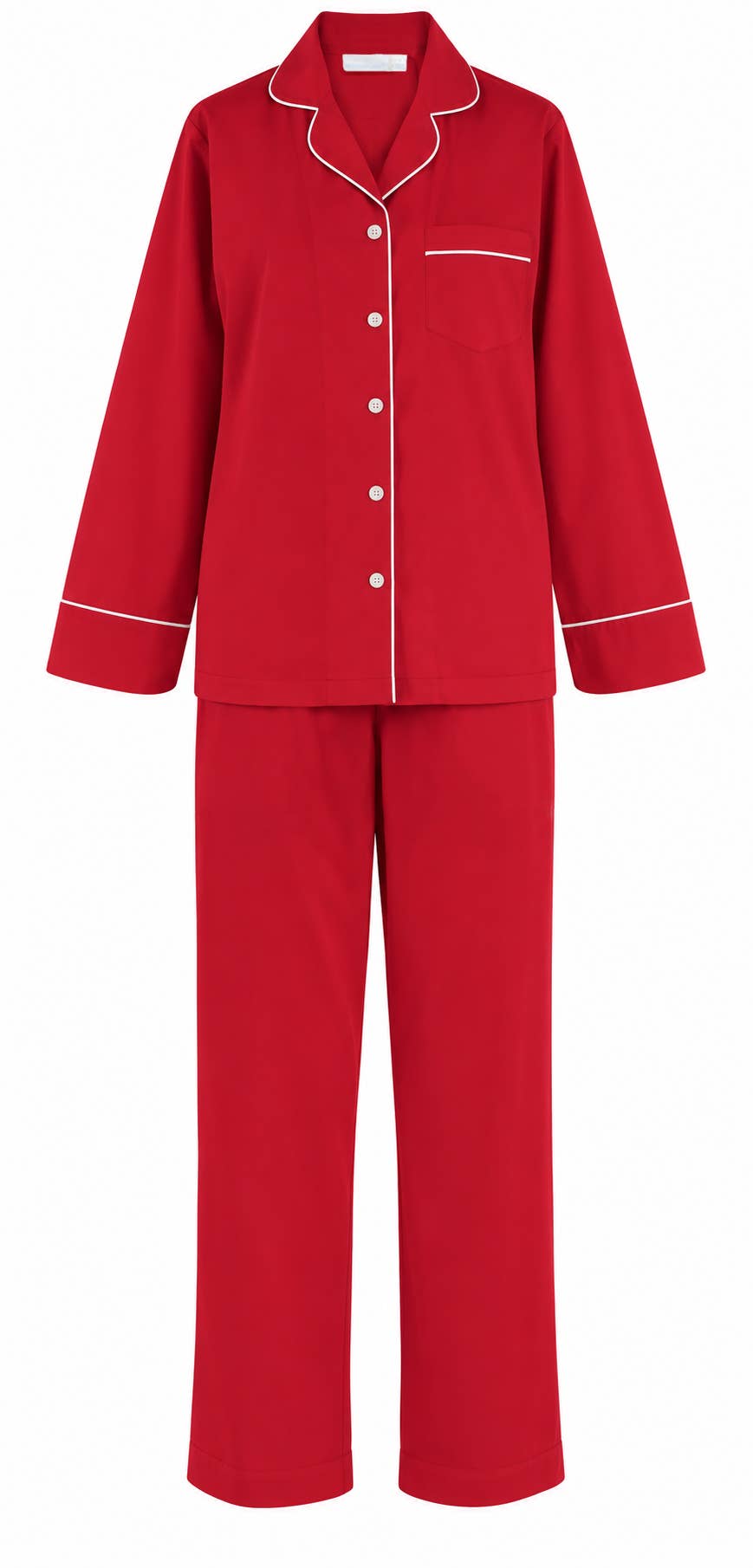 Women's red cotton flannel button-up pajama set