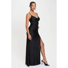 Women's black scalloped lace multi-way tie mermaid maxi dress – view 3