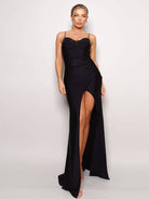 Women's black sequin bust sweetheart maxi dress